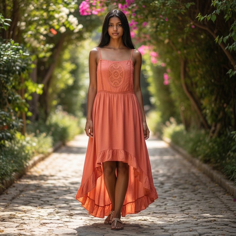 Rusttydustty High-Low Summer Dress Viscose Burnt Rusty Orange Size XL NWT